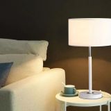 Ayben Modern Abajur, Beyaz Başlıklı, Beyaz Gümüş Detaylı