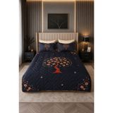 AYBERK HOME TEXTİLE GOLDEN Dört Mevsim Kapitoneli Çift Kişilik Nevresim Takımı 6 Parçalı Lastikli Çarşaflı