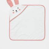 Aybi Baby Cute Rabbit Şapkalı Bebek Havlusu 75×80 cm %100 Pamuk -Pembe - 0 - 2 Yaş - Beyaz - Pembe