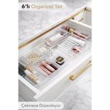 AY&ÇA HOME 6'lı Çekmece İçi Çok Amaçlı Organizer -Kozmetik Takı Makyaj Organizeri Dolap İçi Düzenleyici Şeffaf