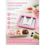 AY&ÇA Home Pembe-mavi-yeşil ve sarı Dondurma Tepsisi Tavası Dondurma Yapma Hazırlama Rulo Spatulalı Ev Tipi Bowl Aparatı Buzlu Tepsi - Açık Pembe