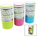 Aycer Çiçekli 3lü Sefer Tası - Saklama Kabı Renkli 1.26LT