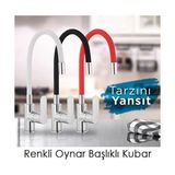 Aycer Esnek Kıvrılabilir Renkli Silikon Oynar Başlıklı Musluk Bataryası Başlığı Kubar ( Lisinya )