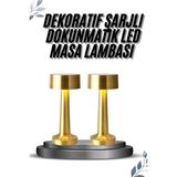 Aycer Kablosuz Renkli Masa ve Gece Lambası Altın Rengi Dokunmatik LED Lamba - Lisinya