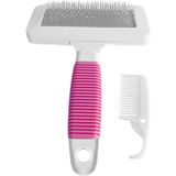 Aycer Temizleme Aparatlı Kedi Köpek Tarağı 9.5 Cm-14 cm Medium Pembe