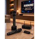 Aycer Yeni Nesil Kablosuz El Mikrofonu Seti Dijital Ekranlı Çift Mikrofonlu - Lisinya