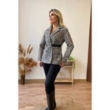Aychayla Leopar Desenli Kemerli Ceket - Krem - 44