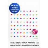 Aychra 56 Adet Renkli Yapışkanlı Hızma – Acısız Geçici Burun Piercing Taşı – Yapıştırmalı Burun Takısı