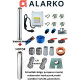 Aycı Mühendislik 4SDM4/10 1 Hp Alarko 45 mt Yassı Kablolu Panolu 90 mt Halatlı Çift Vanalı Akıtma Başlıklı Monofaze Takım Dalgıç Pompa