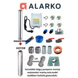 Aycı Mühendislik 4SDM4/8 0.75 Hp Alarko 40 mt Yassı Kablolu Panolu 80 mt Halatlı Çift Vanalı Akıtma Başlıklı Monofaze Takım Dalgıç Pompa