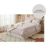 Ayçiçek Home Çift Kişilik Nevresim Takımı 160/200 Lastikli Çarşaf 180/220 Yorgan Ölçüsü 4 Adet Yastık Kılıfı - Kırmızı Kalpli - 160 x 200 cm