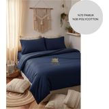 Ayçiçek Home Çift Kişilik Nevresim Takımı 160/200 Lastikli Çarşaf 180/220 Yorgan Ölçüsü 4 Adet Yastık Kılıfı - Lacivert - 160 x 200 cm