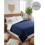 Ayçiçek Home Çift Kişilik Nevresim Takımı 160/200 Lastikli Çarşaf 180/220 Yorgan Ölçüsü 4 Adet Yastık Kılıfı - Lacivert - Beyaz - 160 x 200 cm