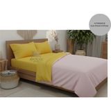 Ayçiçek Home Çift Kişilik Nevresim Takımı 160/200 Lastikli Çarşaf 180/220 Yorgan Ölçüsü 4 Adet Yastık Kılıfı - Sarı - Toz Pembe - 160 x 200 cm