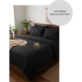 Ayçiçek Home Çift Kişilik Nevresim Takımı 160/200 Lastikli Çarşaf 180/220 Yorgan Ölçüsü 4 Adet Yastık Kılıfı - Siyah - 160 x 200 cm