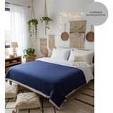 Ayçiçek Home Çift Kişilik Nevresim TAKIMI160/200 Lastiksiz Çarşaf 180/220 Yorgan Ölçüsü 4 Adet Yastık Kılıfı - Lacivert - Beyaz - 160 x 200 cm