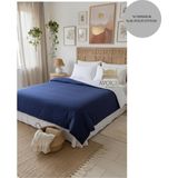 Ayçiçek Home Tek Kişilik Nevresim TAKIMI120/200 Lastikli Çarşaf 160/215 Yorgan Ölçüsü - Lacivert - Beyaz - 160 x 215 cm