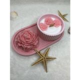 Ayd 3 Lü Mum&biblo Gerçek Statis Çiçeği Şakayık Doğal Soya Wax Ahşap Fitil Vanilya Kokulu Mum&biblo