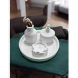 AYD Yuvarlak Tepsi Süslük Dekoratif İskandinav Vazo & Lotus Mum&Biblo %100 Doğal Soya&Taş Tozu