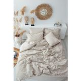 Ayda Battal Boy Nevresim Takımı %100 Organik Pamuk Dokuma Bej 240x220 Cm