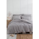 Ayda Battal Boy Nevresim Takımı %100 Organik Pamuk Dokuma Gri 240x220 Cm