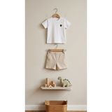 Ayda Kids Wear Erkek Bebek Beyaz Tişört Çizgili Şort Takım Yazlık 2’li Set (9 Ay-3 Yaş) - 000White