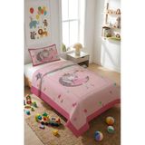Aydaki Kız Temalı Kadife Kumaş Çocuk Yatak Örtüsü Seti (2 Parça) Tky0031 Renkli 180 X 240