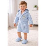 Aydede Kids Rkek Bebek Bornoz Seti Kapüşonlu Peluş Yumuşak Doku Kemerli Ev Giyim 0-3 Yaş - 0 - 3 Yaş - Açık Mavi