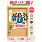 Aydede Oyunevi İsme Özel Sınıf Kapı Süsü Keçe Kadın Öğretmen 50x50 cm Okul Öncesi İlkokul