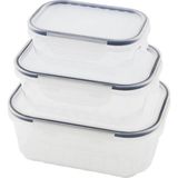 Ayder 3PCS QUİCK SIZDIRMAZ SAKLAMA KABI SETİ ŞEFFAF KAP - BUĞULU-CONTALI KAPAK 500-1000-1700ML (Timya/Go1
