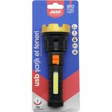 Ayder KÜÇÜK=15CM 2İN1= OSL LED - COB LED USB ŞARJLI EL FENERİ 3-KADEME IŞIK - FLAŞÖR ŞARJ GÖSTERGE (Timya/
