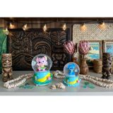 Ayder Online Satış 9cm-6cm sarı altlıklı Işıklı Mavi renk ve (11cm x7 cm) pilli pembe Işıklı Hediyelik-Dekoratif 2 li Stitch Kar Küresi
