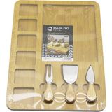 Ayder Timya DİKDÖRTGEN 6+1 BÖLMELİ MDF KAHVALTI PEYNİR SUNUM PANOSU 3 BIÇAK=AHŞAP SAP 30X39.5CM (Timya/Go1395) 199710