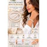 AYDESİA İnci Bileklik İnci Görünümlü Plastik Boncuk Bileklik 19 cm Misina İpli 8 mm 8 Gr Kadın