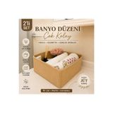aydev home collection 2 'li Doğal Jüt Banyo Organizer Sepet | Havlu Kozmetik Düzenleyici | Şık Kapaksız Saklama Kutusu