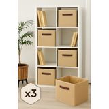 Aydev Home Collection 3 Adet Jüt Kapaksız Dolap Içi Çamaşır Oyuncak Düzenleyici Katlanır Saklama Kutusu Organizer 30X30X30