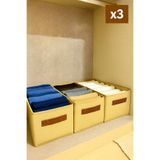 aydev home collection 3'lü Jüt Gardrop düzenleyici, Dolap içi Düzenleyici, Kıyafet Düzenleyici Kutu Organizer