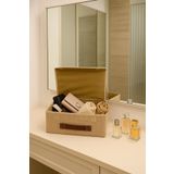 aydev home collection Doğal Jüt Kapaklı Dolap Çekmece İçi Takı Makyaj Çamaşır Katlanır Saklama Kutusu Organizer 30x23x11 c