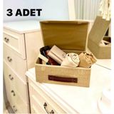 Aydev Home Collection Jüt Kapaklı Dolap Çekmece Içi Takı Makyaj Çamaşır Katlanır Saklama Kutusu Organizer 30X23X11 cm