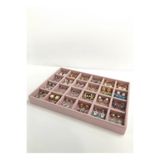 Aydın Decor Yerli Mdf Üzerine Kumaş Kaplama Oval Köşeli Süet Pembe 24 Bölmeli Takı Tablası