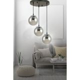 Aydın Homelight Hera 3'lü Füme Camlı Siyah Sarkıt Avize -Yatak Odası - Salon -Mutfak