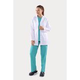 Aydın Online Uzun Kol Beyaz Kısa Boy Klasik Yaka Doktor Hemşire Öğretmen Önlüğü Alpaka Kumaş - XS