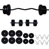 Aydın Sport 45 kg Z Bar Halter Seti ve Dambıl Seti Siyah Renk Dayanıklı Plastik Materyal