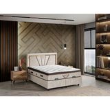 Aydınev 150 x 200 Bakü Baza Yatak Başlık Seti - 150 x 200 cm - Krem