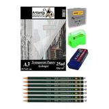 Aydinger Kagidi A3 83 Gr 25'Li 1 Paket Eskiz Kagidi Fatih Dereceli Kalem Hamur Silgi Sinav Silgisi Kalemtras