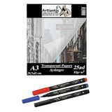 Aydinger Kagidi A3 83 Gr 25'Li 1 Paket Eskiz Kagidi Lineplus Asetat Kalemi S 0.3 Siyah Kirmizi Mavi