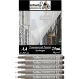Aydınger Kağıdı A4 83 gr 25'li 1 Paket Eskiz Kağıdı Artline Teknik Çizim Kalemi Drawing System 5 Adet