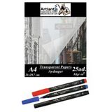 Aydinger Kagidi A4 83 Gr 25'Li 1 Paket Eskiz Kagidi Lineplus Asetat Kalemi S 0.3 Siyah Kirmizi Mavi