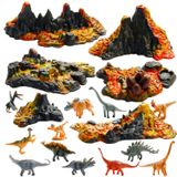 Aydinids 6 adet mini volkan modeli, 12 adet mini dinozor figürü, plastik dinozor heykelcikleri, yapay volkan seti, dinozor pastası figürü, doğum günü hediyesi, parti hediyesi