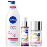 Aydınlatıcı ve Nemlendirici Cilt Bakım Seti, Serum 30ml, Tonik 100ml ve Vücut Losyonu 400ml
